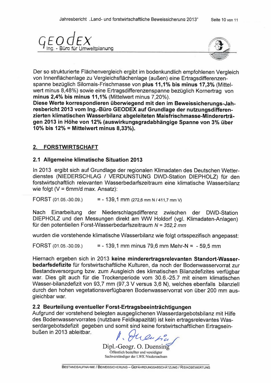 140528 LWFW Beweissicherung Jahresbericht 2013 WW Holdorf Seite 10